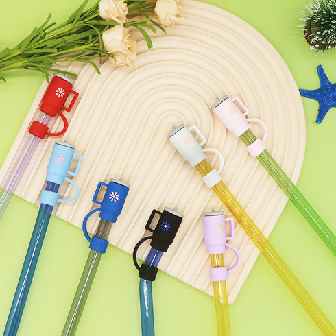 Silicone Straw Covers Cap with Tumbler 10mm Cute Tumbler Straw Toppers for Tumblers, Dust-Proof Drinking Straw Caps for Reusable Straws Tips